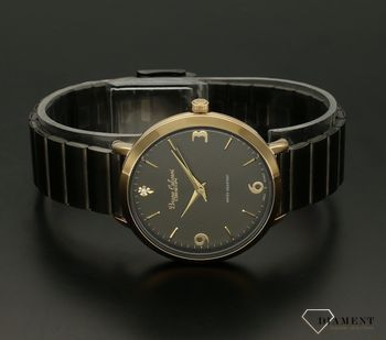 Zegarek damski czarna bransoleta Bruno Calvani BC3354 GOLD BLACK. Tarcza zegarka okrągła w czarnym kolorze z wyraźnymi złotymi cyframi. Dodatkowym atutem zegarka jest wyraźne logo.Zegarek z wodoszczelnością 30m (3 ATM) (5).jpg